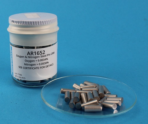 View Oxygen and Nitrogen in Steel CRM (O= 0.0031%, N= 0.0537%) - 1g Pin