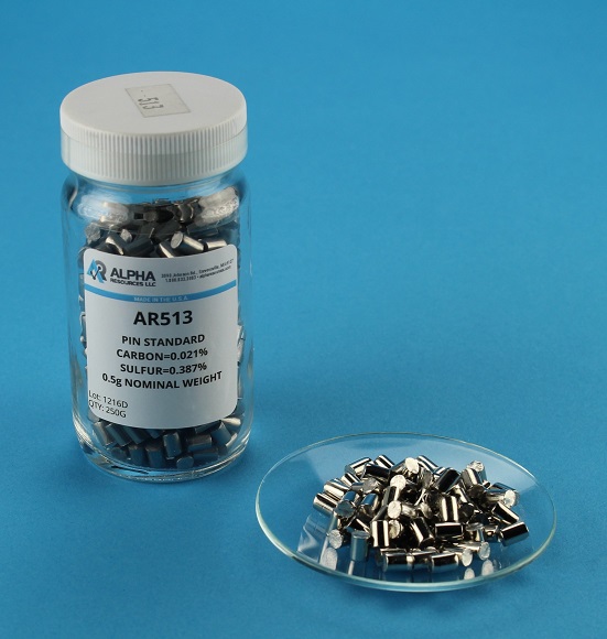 View Carbon and Sulfur CRM (C=0.021% S=0.387%) - 0.5g Steel Pin