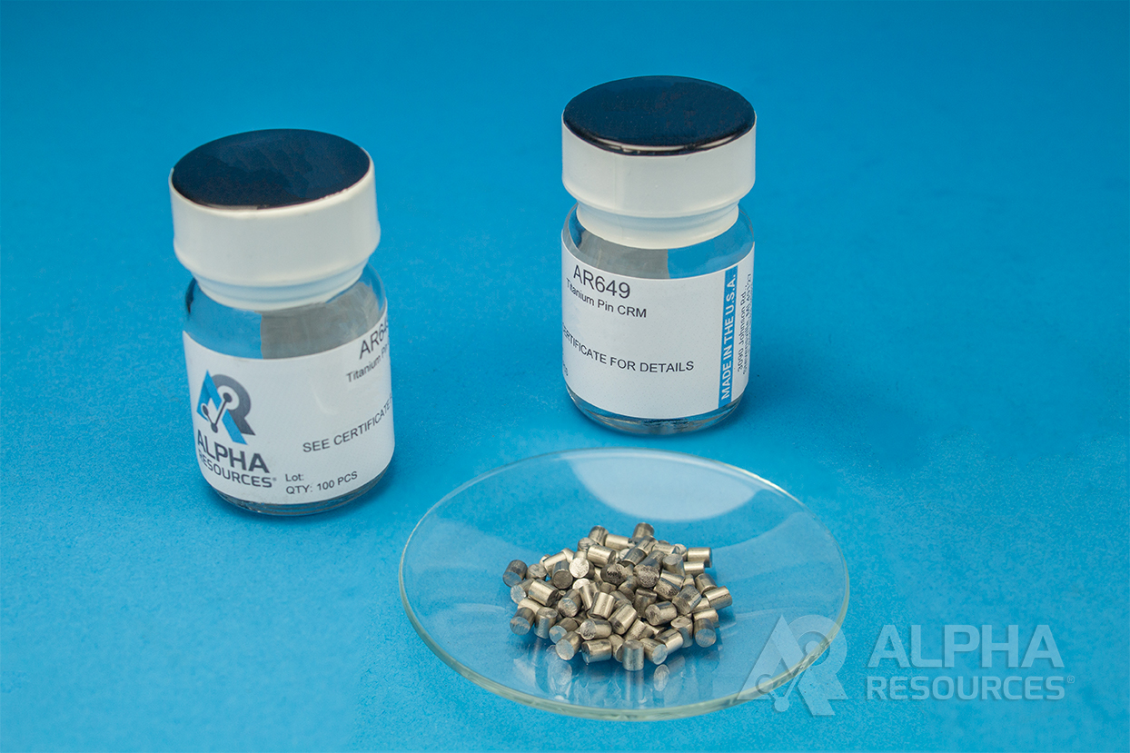View Hydrogen, Oxygen and Nitrogen in Titanium CRM (H=0.0182%, O=0.114%, N=0.0057%) - 0.1g Pin
