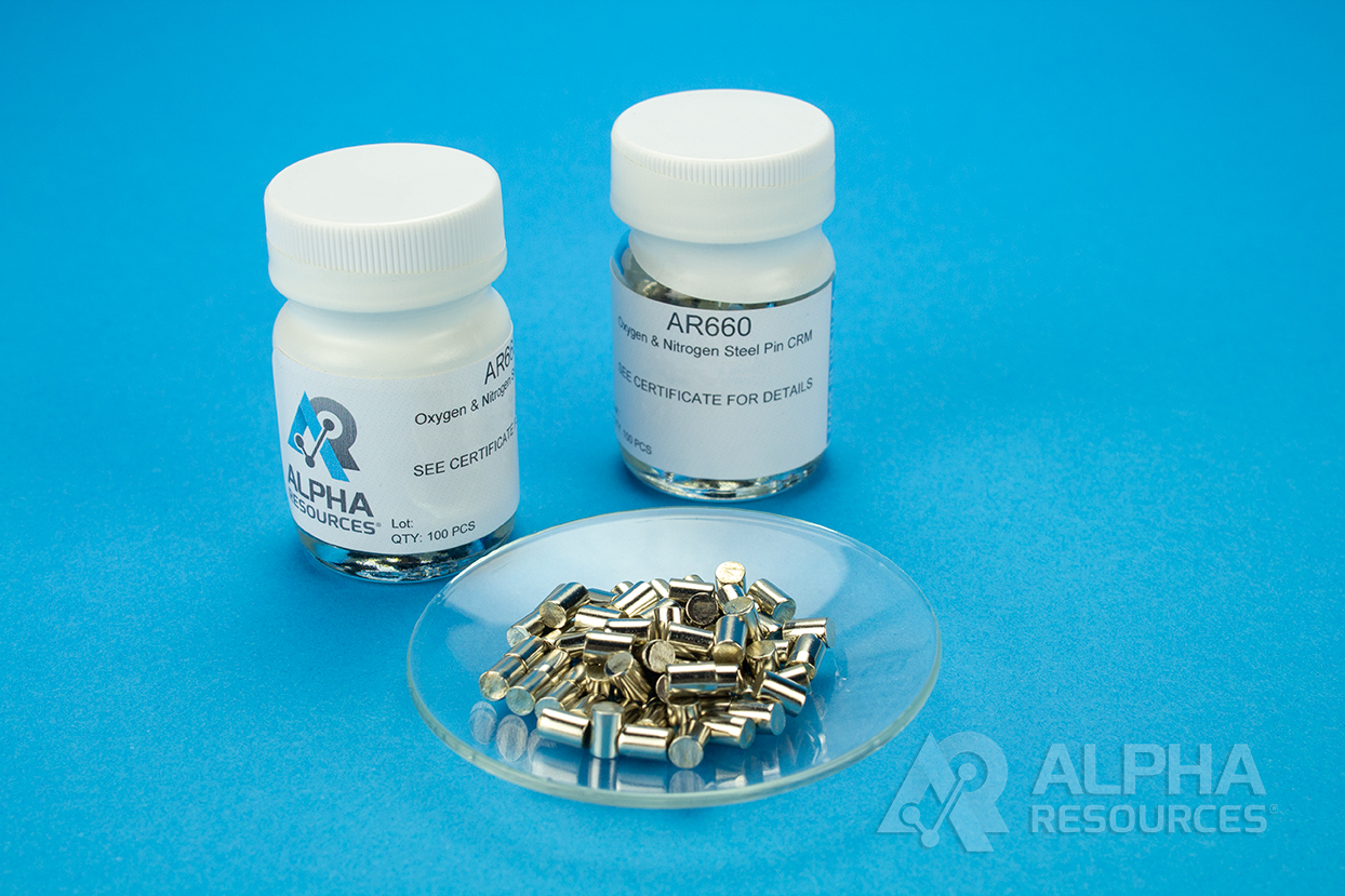 View Oxygen and Nitrogen in Steel CRM (O=0.0036%, N=0.0074%) - 0.5g Pins