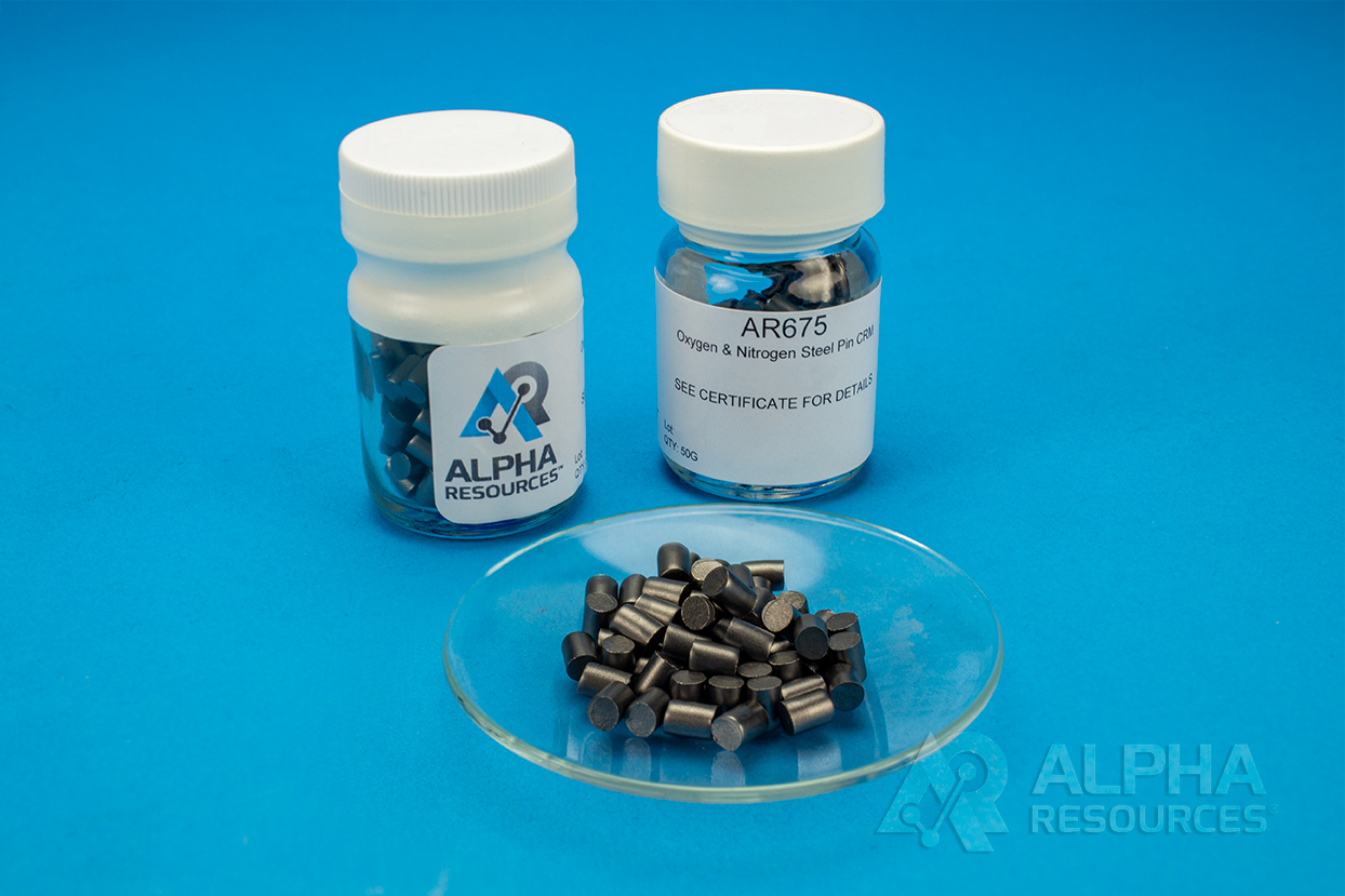 View SOLD OUT - Oxygen and Nitrogen in Steel CRM (O= 0.172%,  N= 0.268%) - 0.5g Pins