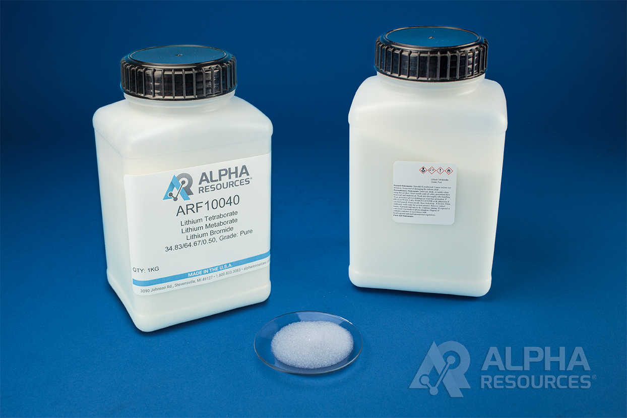 View Lithium Tetraborate/Lithium Metaborate/Lithium Bromide 34.83/64.67/0.50: High Density, Grade Pure